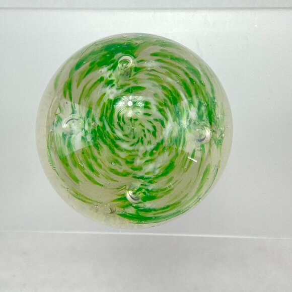 Vintage Art Glass Green Floral Bouquet Paperweight - Picture 5 of 9